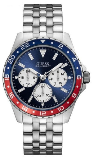 Buy Shop Guess Odyssey Multifunction Blue Dial Silver Steel Strap Watch For Men - W1107G2 USA Online