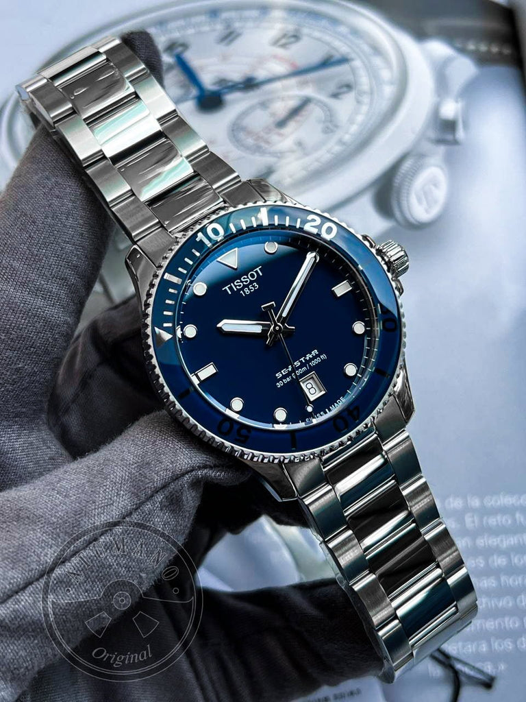 Tissot Seastar 1000 Blue Dial Silver Steel Strap Watch For Men - T120.410.11.041.00