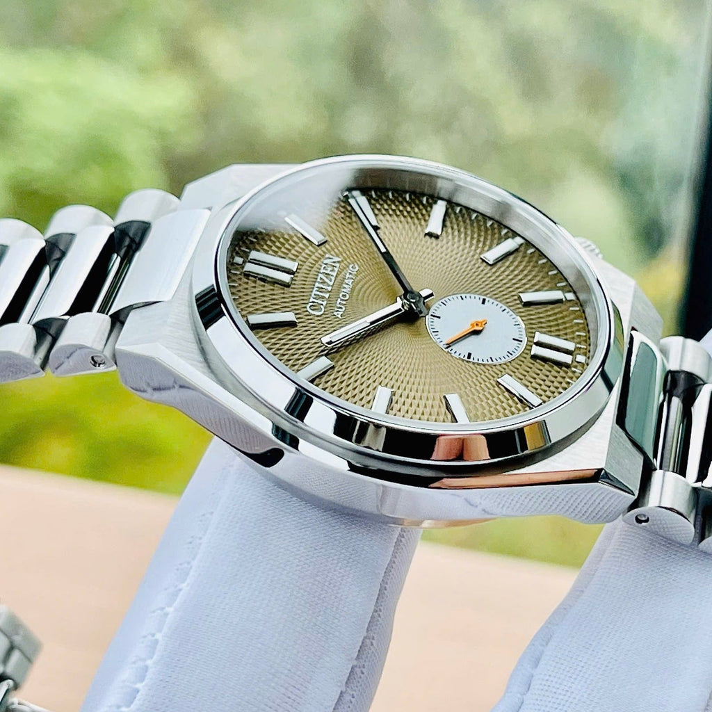 Citizen Tsuyosa Automatic Titanium Yellow Dial Silver Steel Strap Watch For Men - NK5010-51X