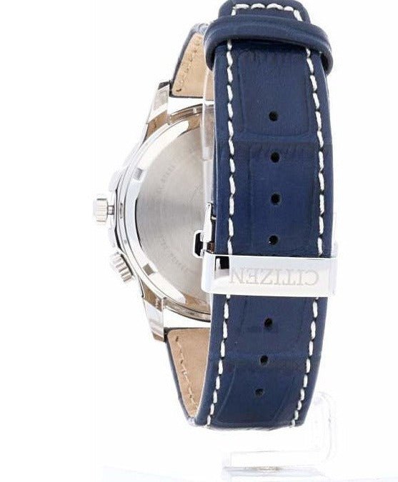 Buy Shop Citizen Eco Drive Calendrier White Dial Blue Leather Strap Watch For Men - BU2020-11A USA Online