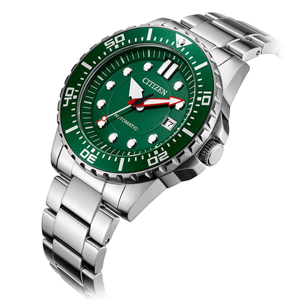 Buy Shop Citizen Promaster Mechanical Green Dial Silver Steel Strap Watch For Men - NJ0129-87X USA Online