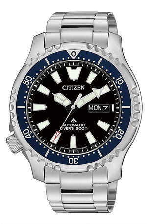 Buy Shop Citizen Promaster Fugu Limited Edition Diver's 200m Automatic Black Dial Silver Steel Strap Watch For Men - NY0098-84E USA Online
