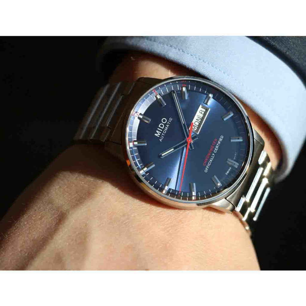 Buy Shop Mido Commander II Automatic Chronometer Blue Dial Silver Steel Strap Watch For Men - M021.431.11.041.00 USA Online