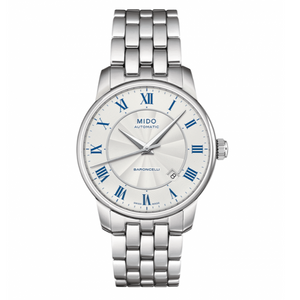 Buy Shop Mido Baroncelli III Automatic Silver Dial Silver Steel Strap Watch For Men - M8600.4.21.1 USA Online