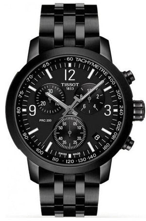 Buy Shop Tissot PRC 200 Chronograph Black Dial Black Steel Strap Watch For Men - T114.417.33.057.00 USA Online