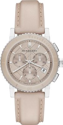 Buy Shop Burberry The City Chronograph Rose Gold Dial Beige Leather Strap Watch For Women - BU9702 USA Online