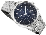 Buy Shop Citizen Eco Drive Chronograph Blue Dial Silver Steel Strap Watch For Men - AT2140-55L USA Online