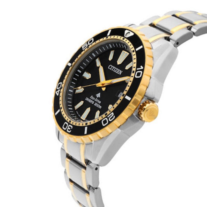 Buy Shop Citizen Eco Drive Promaster Diver Black Dial Two Tone Steel Strap Watch For Men - BN0194-57E USA Online