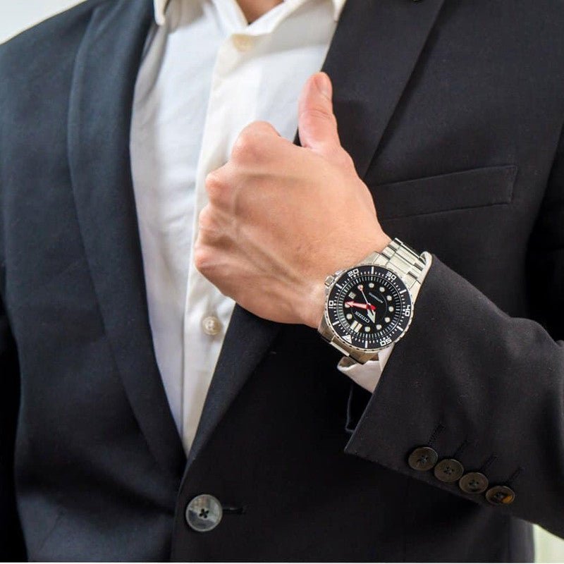 Buy Shop Citizen Mechanical Black Dial Silver Steel Strap Watch For Men - NJ0120-81E USA Online