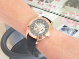 Buy Shop Maserati Traguardo Automatic Black Skeleton Dial Black Leather Strap Watch For Men - R8821112001 USA Online