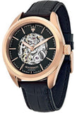Buy Shop Maserati Traguardo Automatic Black Skeleton Dial Black Leather Strap Watch For Men - R8821112001 USA Online