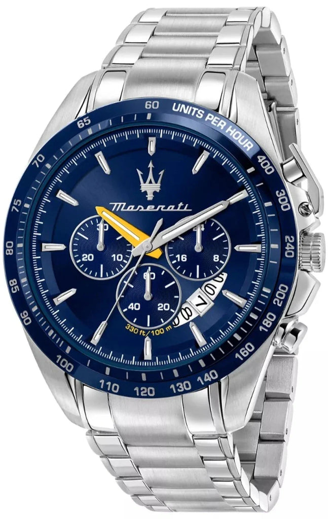 Buy Shop Maserati Traguardo Chronograph Modena Edition Blue Dial Silver Steel Strap Watch For Men - R8871612039 USA Online