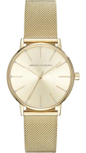 Buy Shop Armani Exchange Lola Analog Gold Dial Gold Mesh Strap Watch For Women - AX5536 USA Online