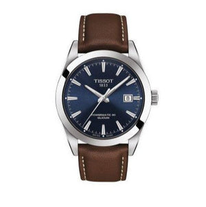 Buy Shop Tissot Gentleman Powermatic 80 Silicium Blue Dial Brown Leather Strap Watch For Men - T127.407.16.041.00 USA Online