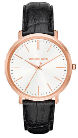 Buy Shop Michael Kors Jaryn Quartz White Dial Black Leather Strap Watch For Women - MK2472 USA Online
