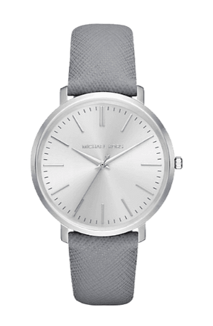 Buy Shop Michael Kors Jaryn Quartz Silver Dial Grey Leather Strap Watch For Women - MK2470 USA Online