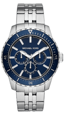 Buy Shop Michael Kors Cunningham Multifunction Blue Dial Silver Steel Strap Watch For Men - MK7153 USA Online