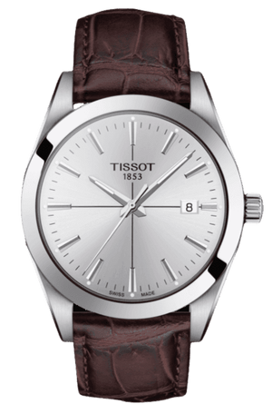 Buy Shop Tissot Gentlemen Silver Dial Brown Leather Strap Watch for Men - T127.410.16.031.01 USA Online