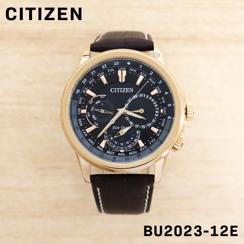Buy Shop Citizen Eco Drive Calendrier Black Dial Brown Leather StrapWatch For Men - BU2023-12E USA Online