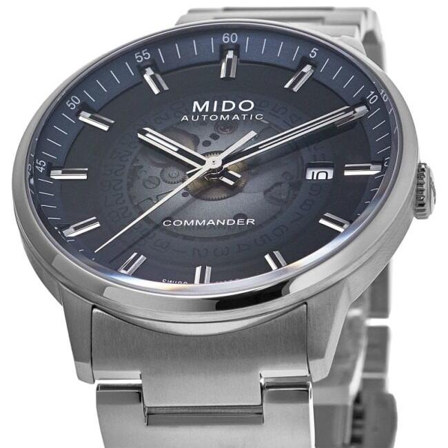 Buy Shop Mido Commander Automatic Gradient Blue Dial Silver Steel Strap Watch For Men - M021.407.11.411.01 USA Online