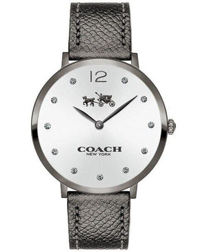 Buy Shop Coach Slim Easton Silver Dial Grey Leather Strap Watch for Women - 14502686 USA Online