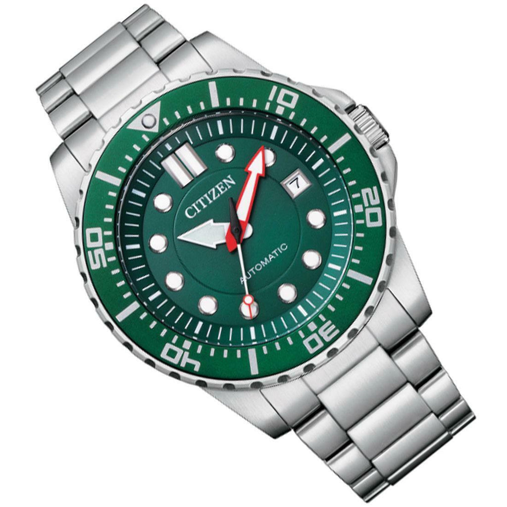 Buy Shop Citizen Promaster Mechanical Green Dial Silver Steel Strap Watch For Men - NJ0129-87X USA Online