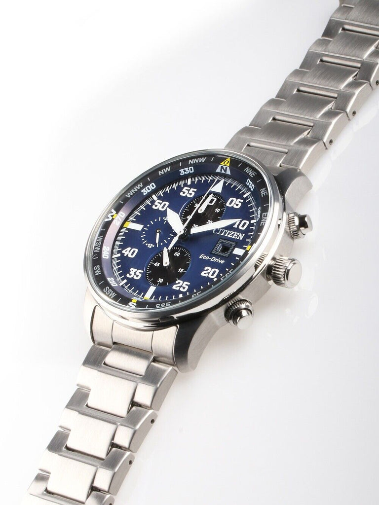 Buy Shop Citizen Eco Drive Chronograph Blue Dial Silver Stainless Steel Watch For Men - CA0690-88L USA Online
