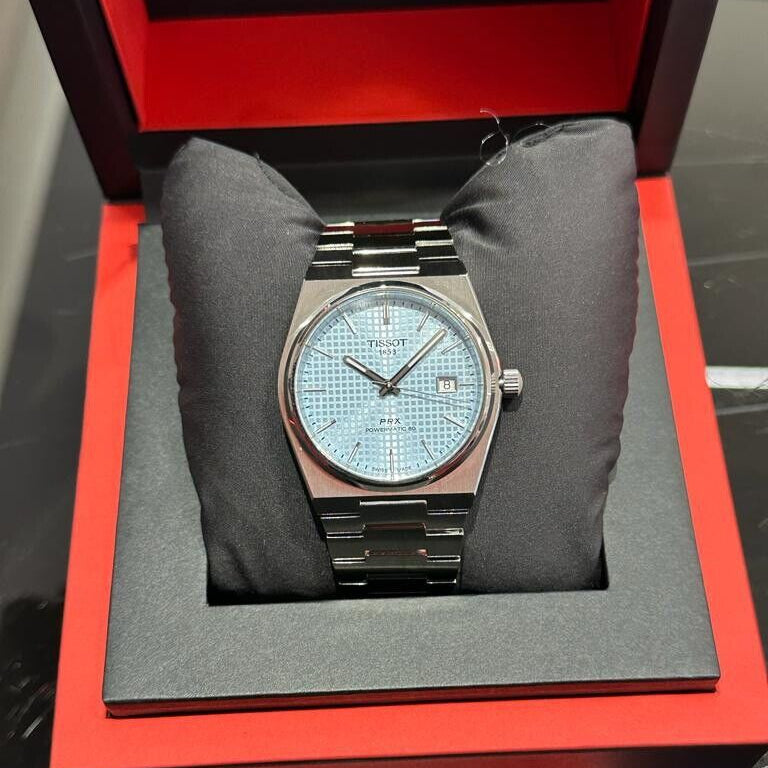 Buy Shop Tissot PRX Powermatic 80 Ice Blue Tiffany Dial Silver Steel Strap Watch for Men - T137.407.11.351.00 USA Online