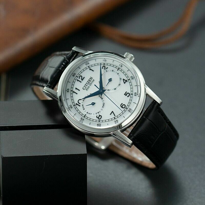 Buy Shop Citizen Eco Drive Silver Dial Black Leather Strap Watch For Men - AO9000-06B USA Online