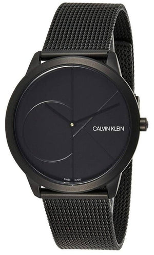 Buy Shop Calvin Klein Minimal Black Dial Black Mesh Bracelet Watch for Men - K3M514B1 USA Online