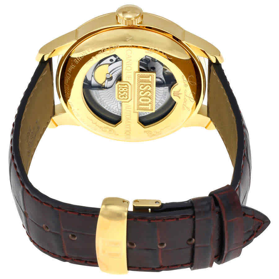 Buy Shop Tissot Le Locle Powermatic 80 Gold Dial Brown Leather Strap Watch For Men - T006.407.36.263.00 USA Online