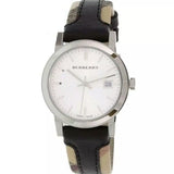 Buy Shop Burberry The City White Dial Black Haymarket Leather Strap Watch for Women - BU9150 USA Online
