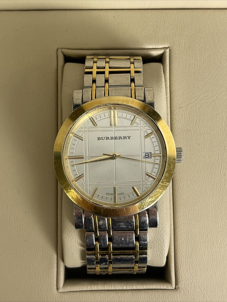Buy Shop Burberry Heritage White Dial Two Tone Stainless Steel Strap Watch for Men - BU1358 USA Online