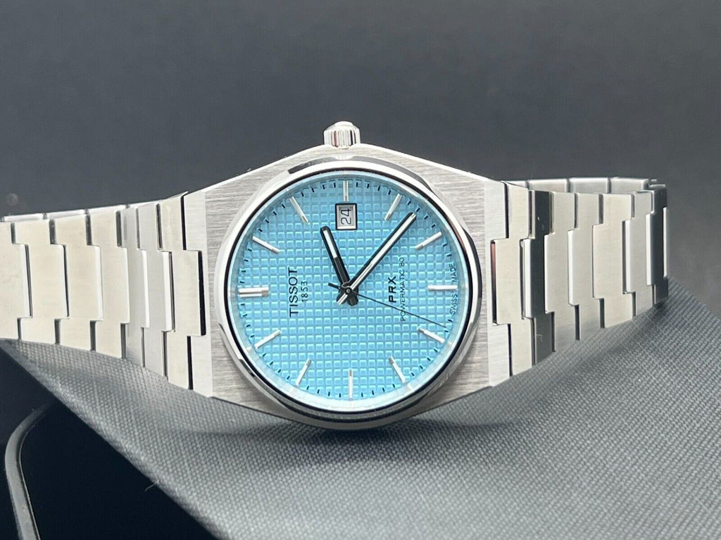 Buy Shop Tissot PRX Powermatic 80 Ice Blue Tiffany Dial Silver Steel Strap Watch for Men - T137.407.11.351.00 USA Online