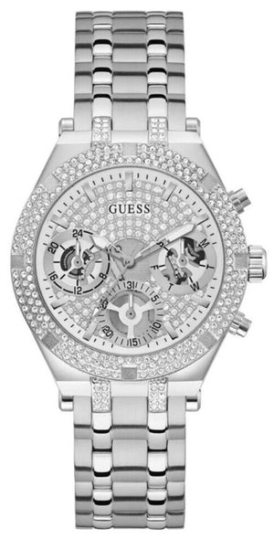 Buy Shop Guess Heiress Multifunction Diamonds Silver Dial Silver Steel Strap Watch for Women - GW0440L1 USA Online