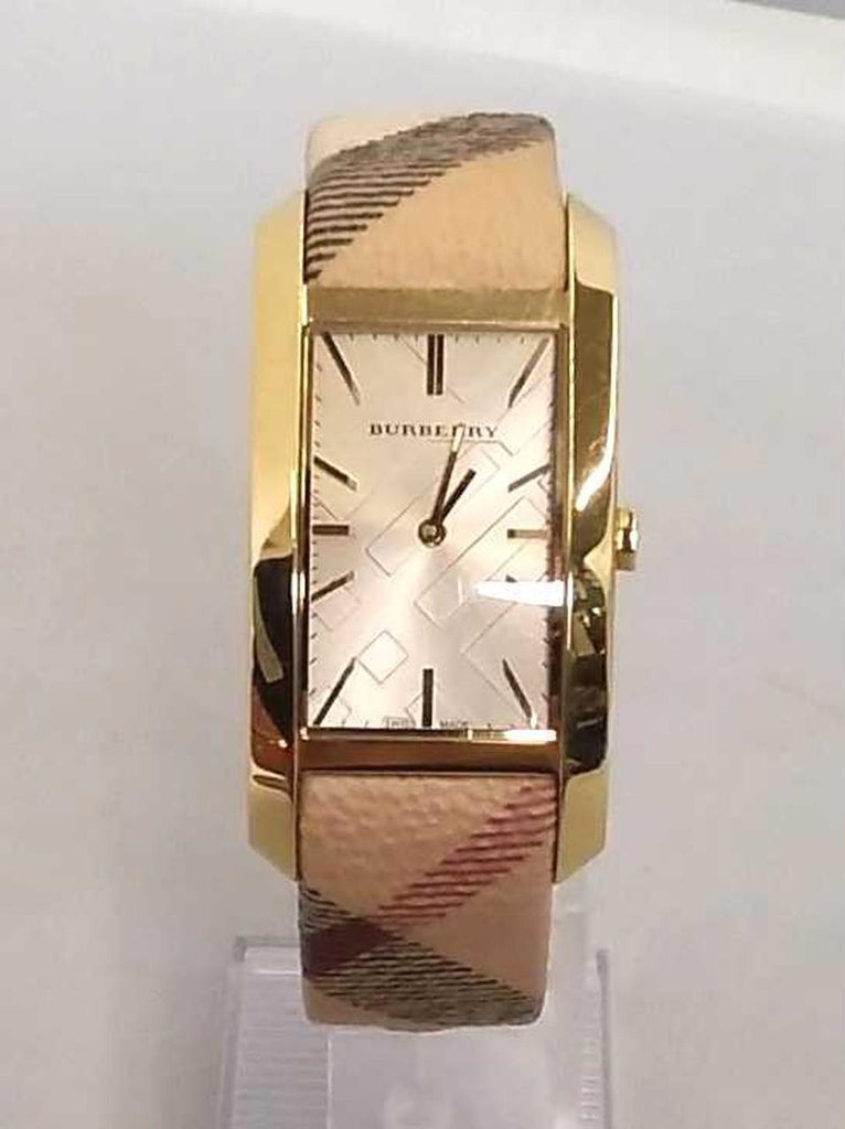 Buy Shop Burberry Nova Gold Tone Square Dial Leather Strap Watch for Women - BU1582 USA Online