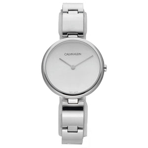 Buy Shop Calvin Klein Wavy Silver Dial Silver Steel Strap Watch for Women - K9U23146 USA Online