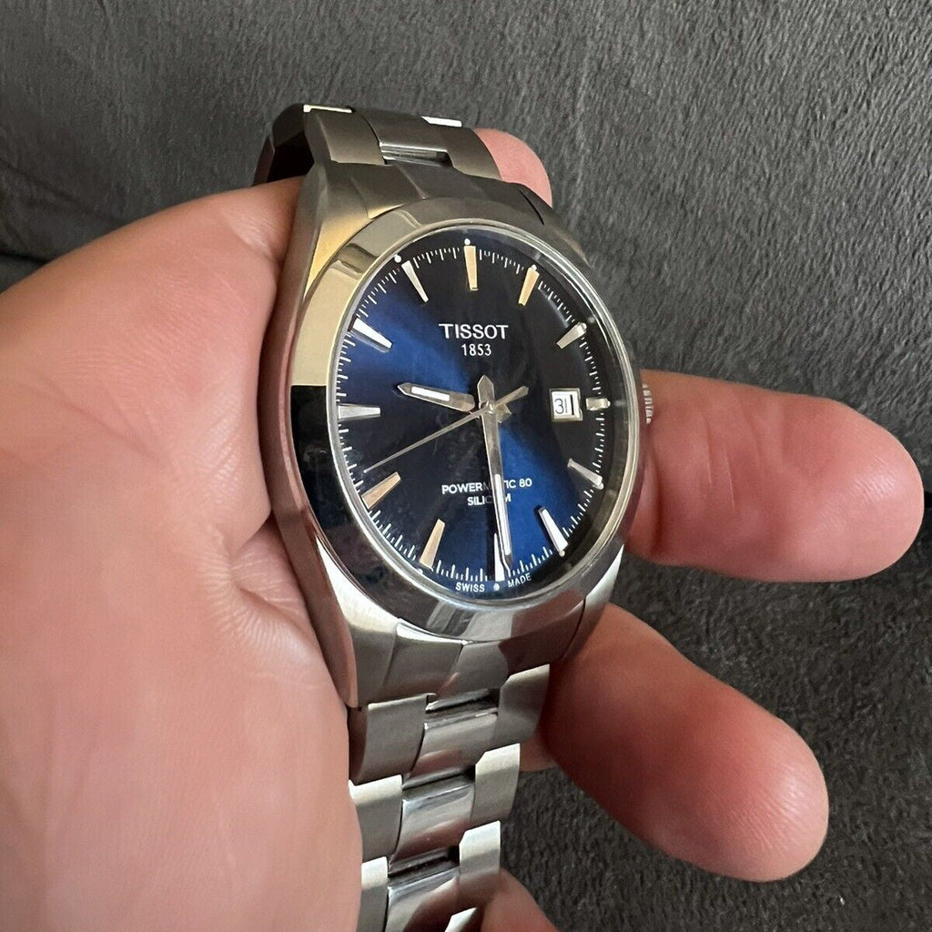 Buy Shop Tissot Gentlemen Powermatic 80 Silicium Blue Dial Silver Steel Strap Watch For Men - T127.407.11.041.00 USA Online