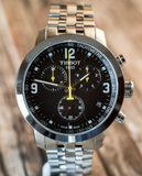 Buy Shop Tissot PRC 200 Chronograph Black Dial Silver Steel Strap Watch For Men - T055.417.11.057.00 USA Online