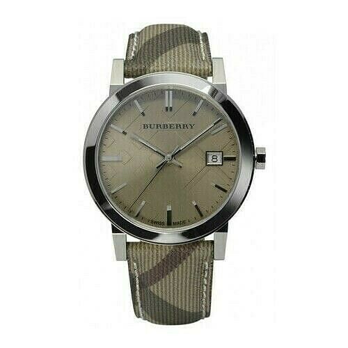 Buy Shop Burberry The City Beige Dial Chequered Brown Leather Strap Watch for Women - BU9029 USA Online