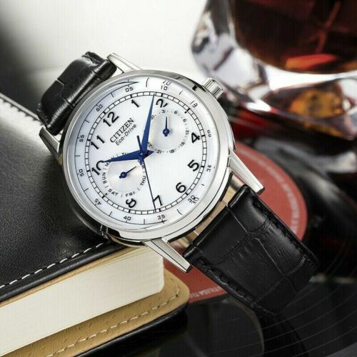 Buy Shop Citizen Eco Drive Silver Dial Black Leather Strap Watch For Men - AO9000-06B USA Online