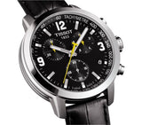 Buy Shop Tissot PRC 200 Chronograph Black Dial Black Leather Strap Watch For Men - T055.417.16.057.00 USA Online