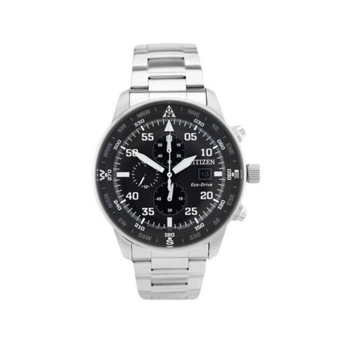 Buy Shop Citizen Eco Drive Chronograph Black Dial Silver Steel Strap Watch For Men - CA0690-88E USA Online