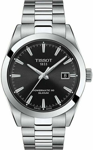 Buy Shop Tissot Gentleman Powermatic 80 Silicium Black Dial Silver Steel Strap Watch For Men - T127.407.11.051.00 USA Online