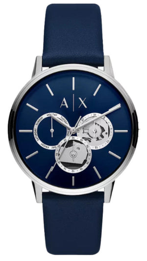 Buy Shop Armani Exchange Cayde Chronograph Blue Dial Blue Leather Strap Watch for Men - AX2746 USA Online