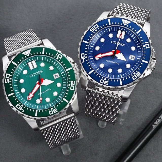 Buy Shop Citizen Promaster Mechanical Green Dial Silver Steel Strap Watch For Men - NJ0129-87X USA Online