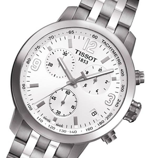 Buy Shop Tissot PRC 200 Chronograph White Dial Silver Steel Strap Watch For Men - T055.417.11.017.00 USA Online