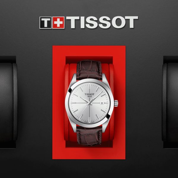 Buy Shop Tissot Gentlemen Silver Dial Brown Leather Strap Watch for Men - T127.410.16.031.01 USA Online