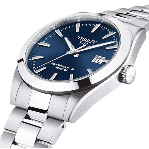 Buy Shop Tissot Gentlemen Powermatic 80 Silicium Blue Dial Silver Steel Strap Watch For Men - T127.407.11.041.00 USA Online