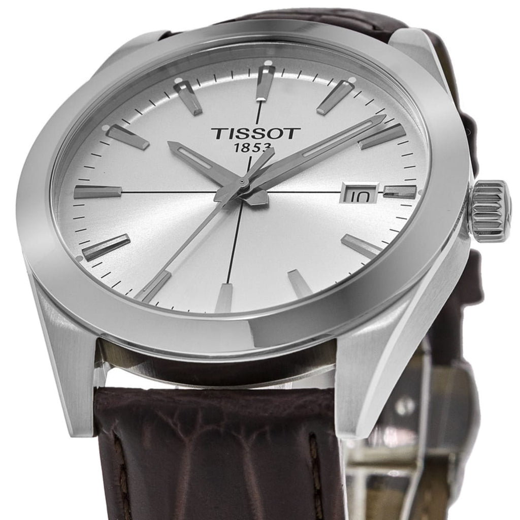Buy Shop Tissot Gentlemen Silver Dial Brown Leather Strap Watch for Men - T127.410.16.031.01 USA Online